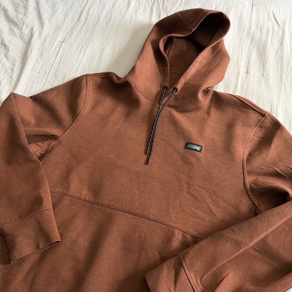 American Eagle Pullover Hoodie Sweatshirt Men’s XL Brown‎ Stretch Logo